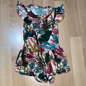 Posh Peanut Tropical Print Bodysuit twirl 18-24 EUC